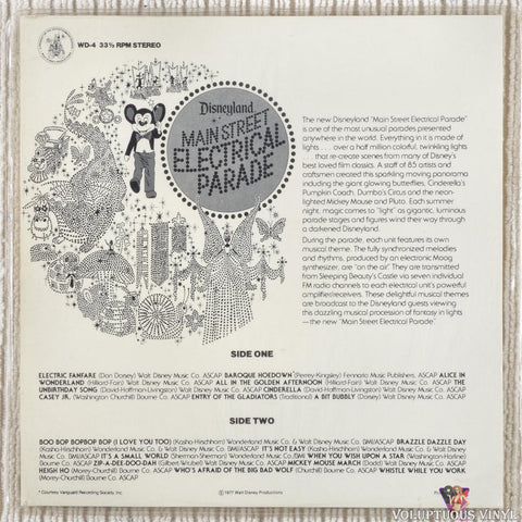 Walt Disney World ‎– Disney's Main Street Electrical Parade vinyl record back cover