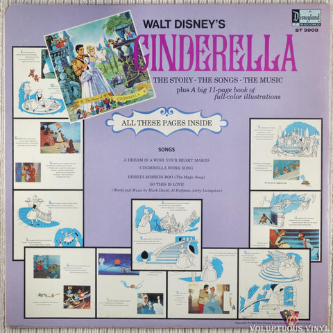 Various ‎– Walt Disney's Cinderella vinyl record back cover
