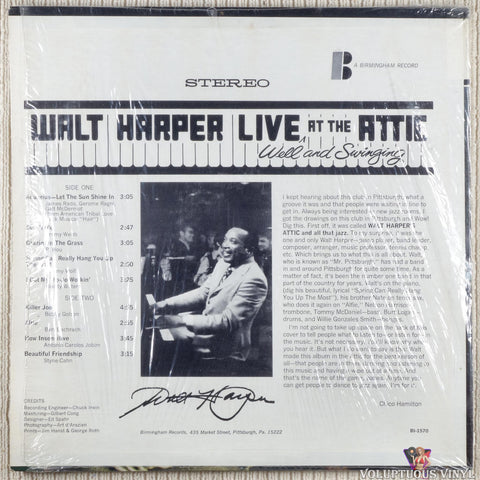 Walt Harper – Live At The Attic vinyl record back cover