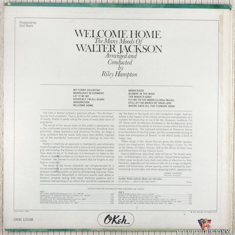 Walter Jackson – Welcome Home: The Many Moods Of Walter Jackson vinyl record back cover