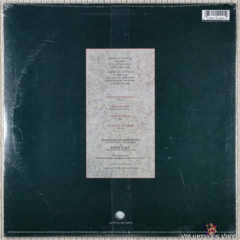Whitesnake ‎– Whitesnake vinyl record back cover