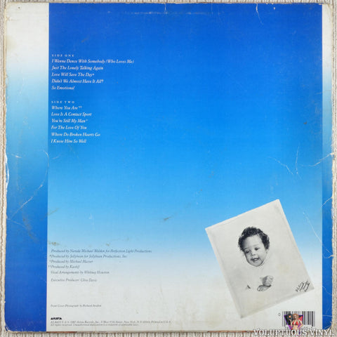 Whitney Houston ‎– Whitney vinyl record back cover