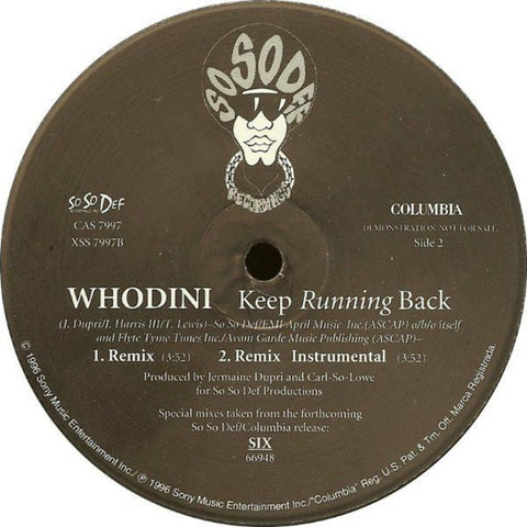 Whodini – Keep Running Back (1996) 12" Single, Promo