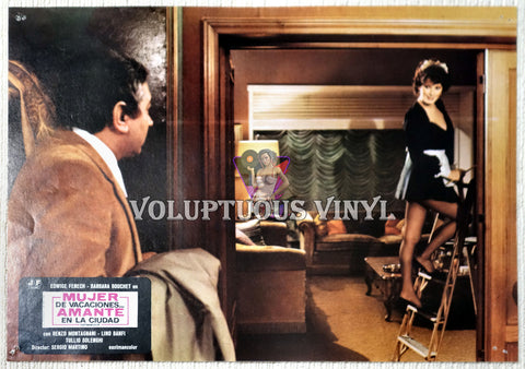 Wife On Vacation... Lover In Town - Spain Lobby Card - Edwige Fenech dressed in maid costume