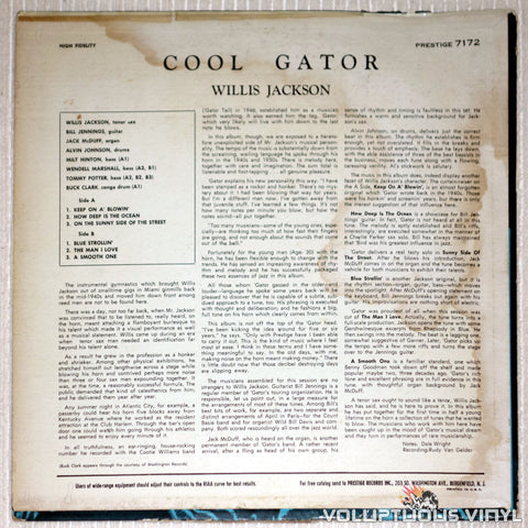 Willis Jackson ‎– Cool "Gator" - Vinyl Record - Back Cover