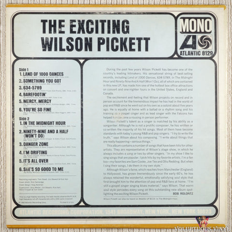 Wilson Pickett – The Exciting Wilson Pickett vinyl record back cover