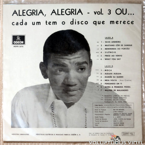 Wilson Simonal ‎– Alegria Alegria Vol. 3 Ou Cada Um Tem O Disco Que Merece vinyl record back cover