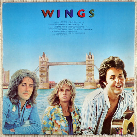 Wings ‎– London Town vinyl record back cover