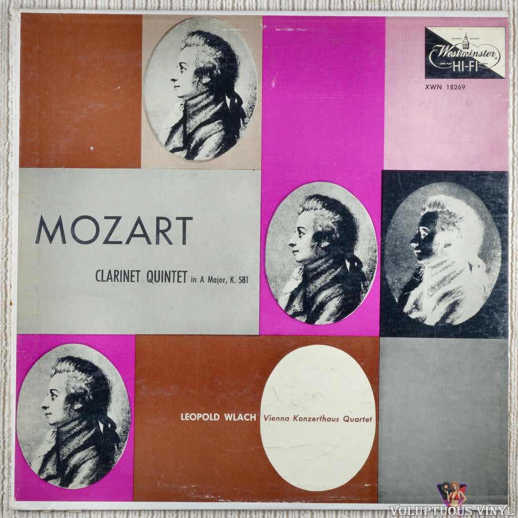 Wolfgang Amadeus Mozart; Vienna Konzerthaus Quartet, Leopold Wlach – Clarinet Quintet In A Major, K581 vinyl record front cover