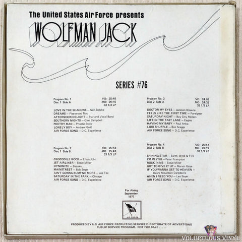 Wolfman Jack ‎– The United States Air Force Presents Wolfman Jack: Series #76 vinyl record back cover
