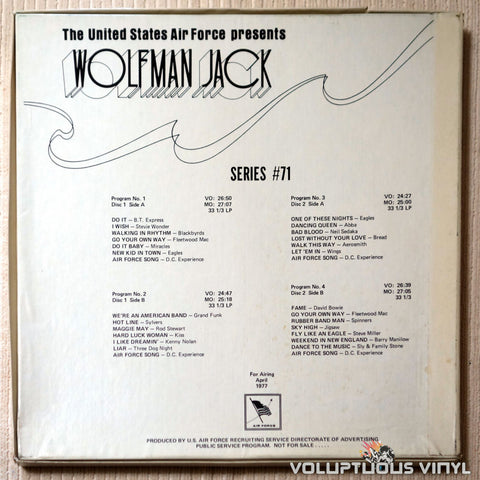 Wolfman Jack ‎– The United States Air Force Presents Wolfman Jack: Series #71 - Vinyl Record - Back Cover