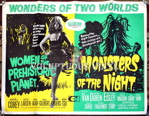 Women Of The Prehistoric Planet / Monsters Of The Night (1966) British Quad Double Bill poster