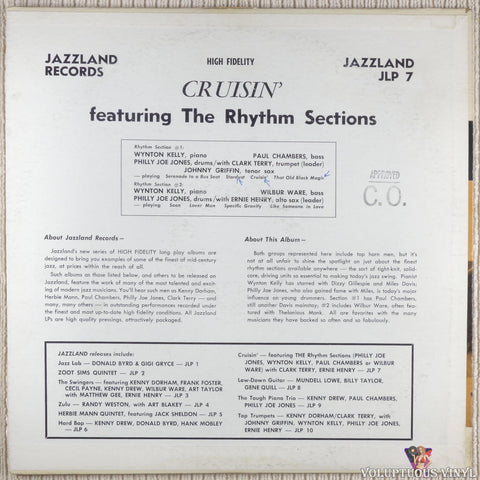 Wynton Kelly, Wilbur Ware, Philly Joe Jones, Paul Chambers With Clark Terry & Ernie Henry ‎– Cruisin' The Rhythm Sections vinyl record back cover