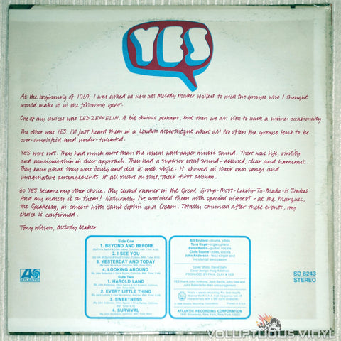 Yes ‎– Debut Album - Vinyl Record - Front Cover