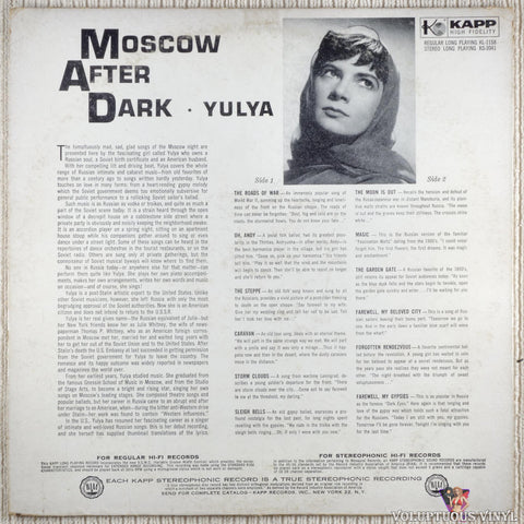 Yulya – Moscow After Dark vinyl record back cover