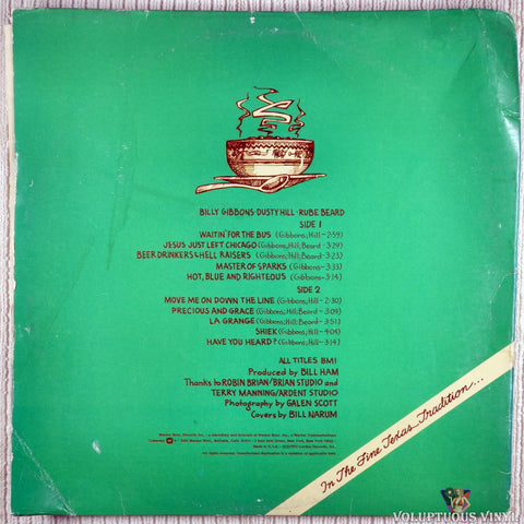 ZZ Top ‎– Tres Hombres vinyl record back cover
